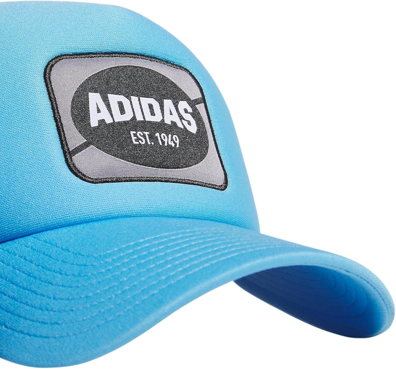 imageadidas Mens Foam Front Mesh Back Snapback Adjustable Fit Trucker HatSemi Blue BurstWhiteBlack