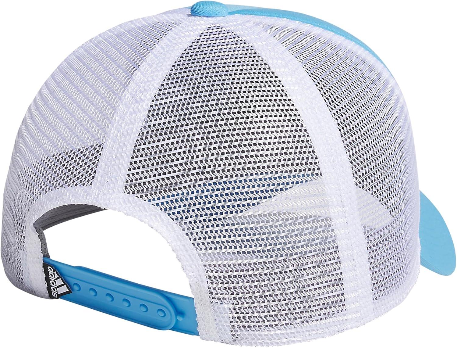 imageadidas Mens Foam Front Mesh Back Snapback Adjustable Fit Trucker HatSemi Blue BurstWhiteBlack