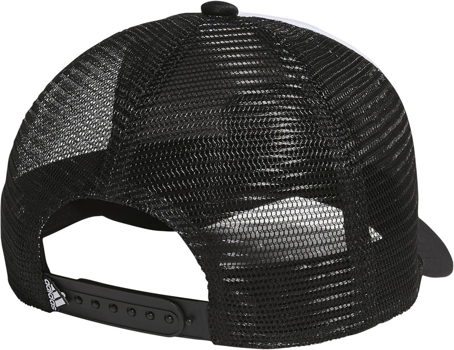 imageadidas Mens Foam Front Mesh Back Snapback Adjustable Fit Trucker HatWhiteBlackBetter Scarlet