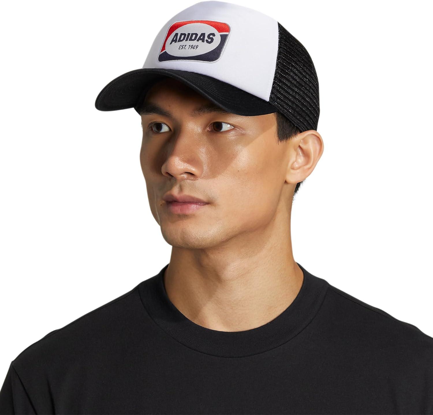 imageadidas Mens Foam Front Mesh Back Snapback Adjustable Fit Trucker HatWhiteBlackClear Grey