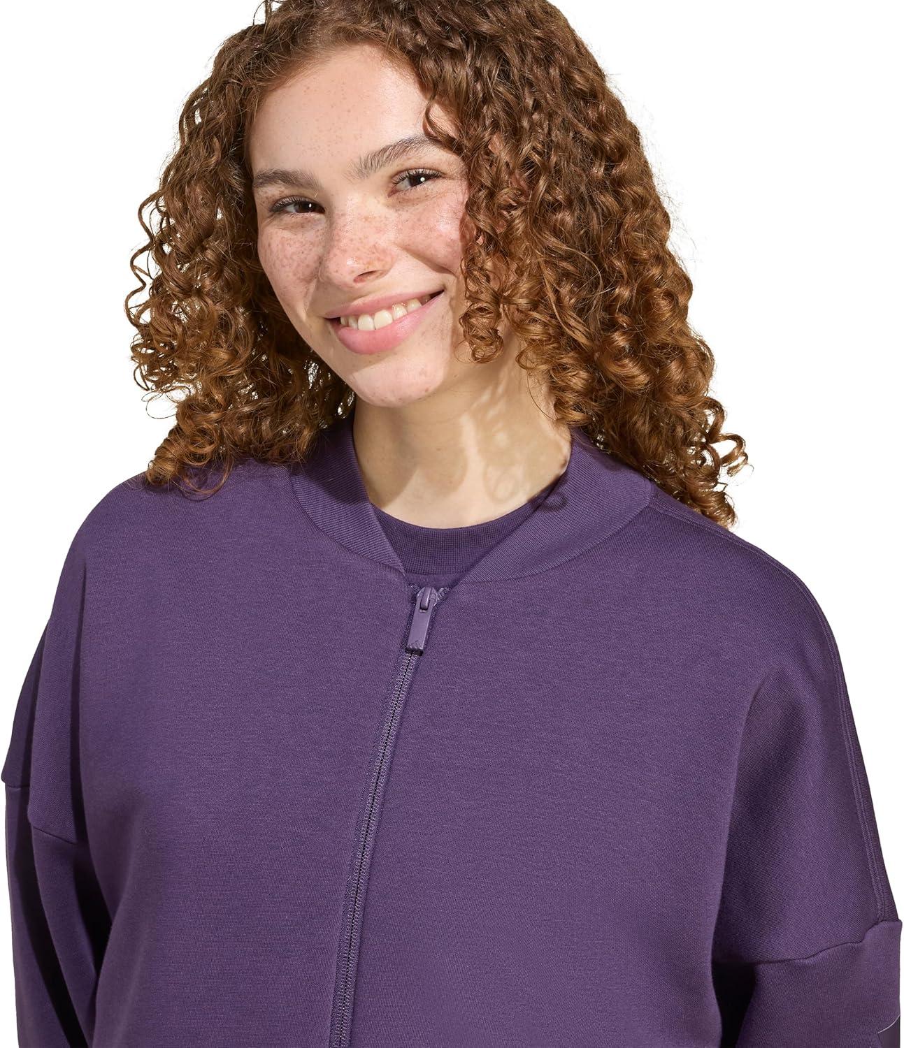 imageadidas Womens Essentials Contemporary Logo Bomber JacketAurora Plum