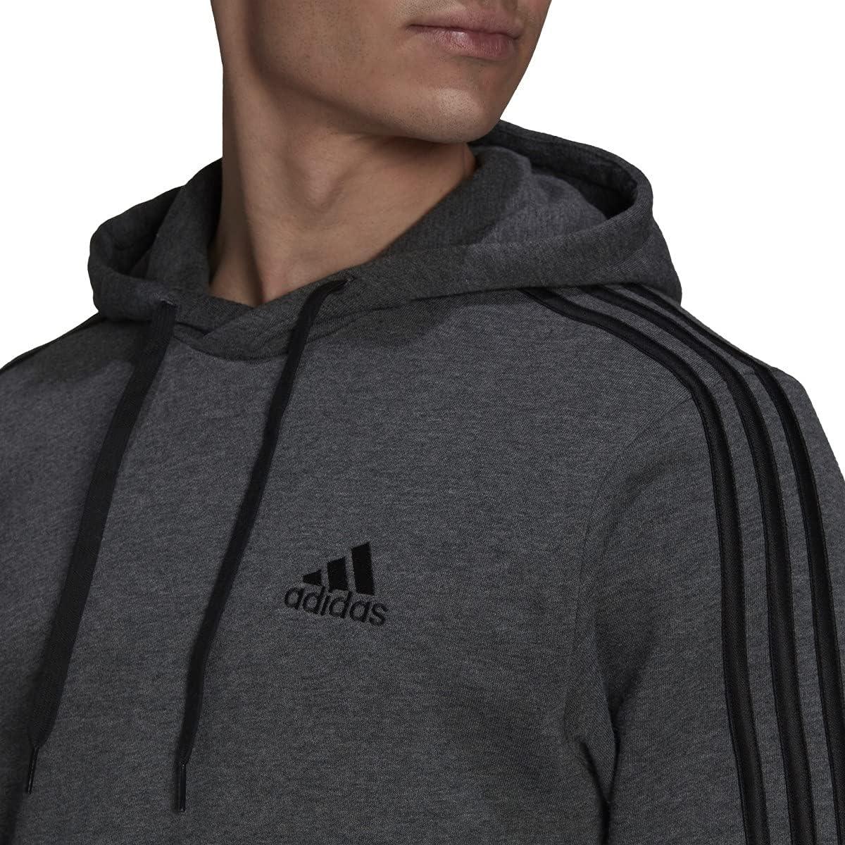 imageadidas mens Essentials Fleece HoodieDark Grey Heatherblack
