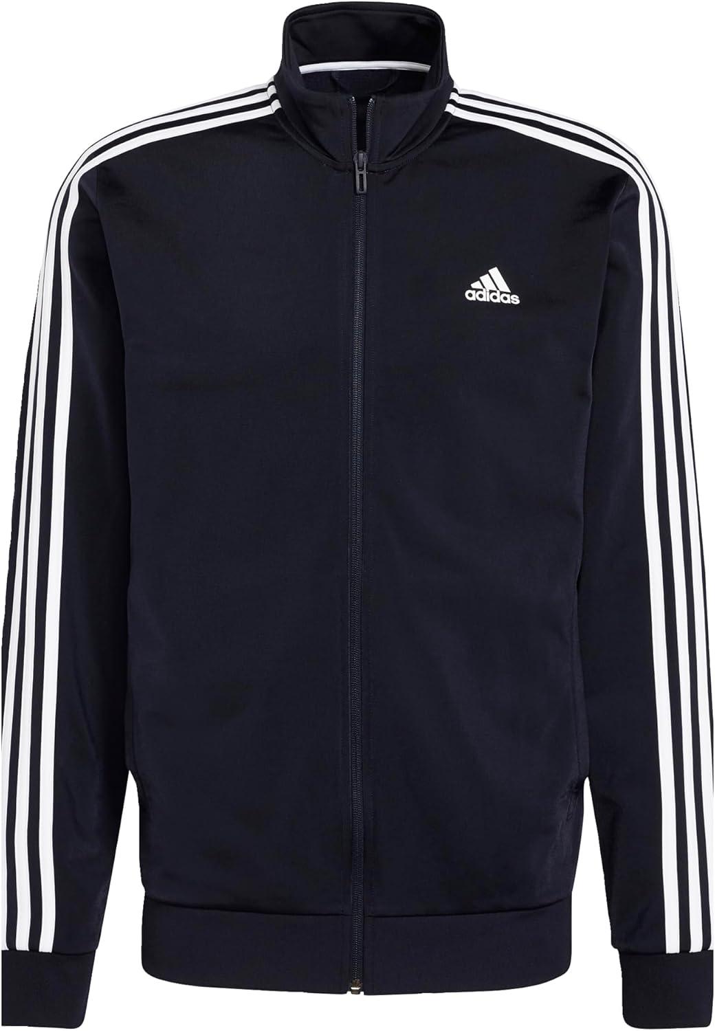 imageadidas mens Essentials Warmup 3stripes Track TopLegend InkWhite