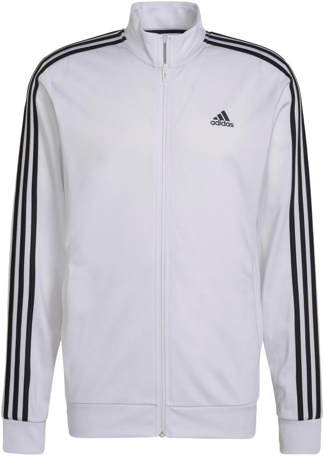 imageadidas mens Essentials Warmup 3stripes Track TopWhiteBlack