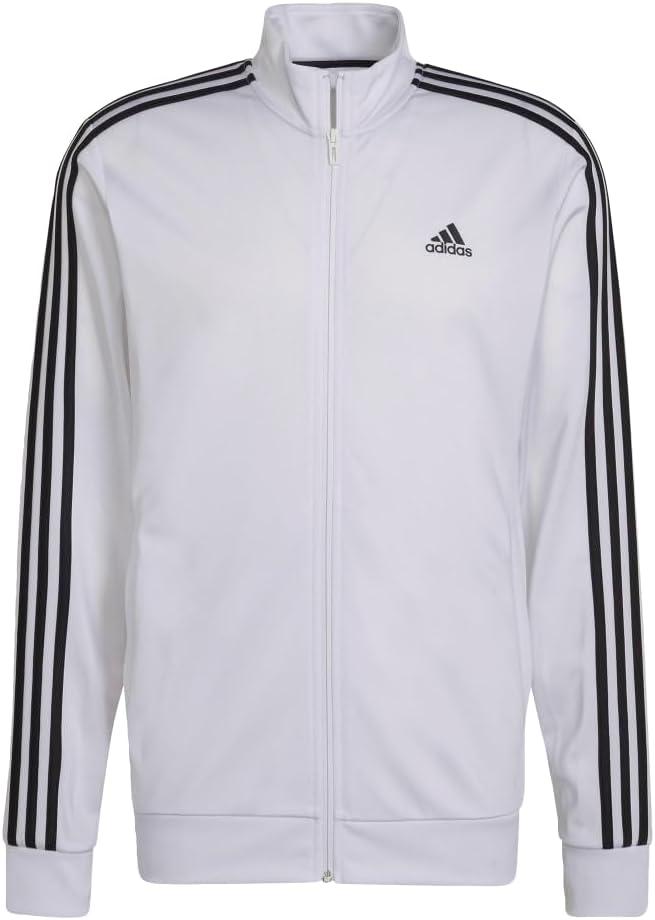 imageadidas mens Essentials Warmup 3stripes Track TopWhiteBlack