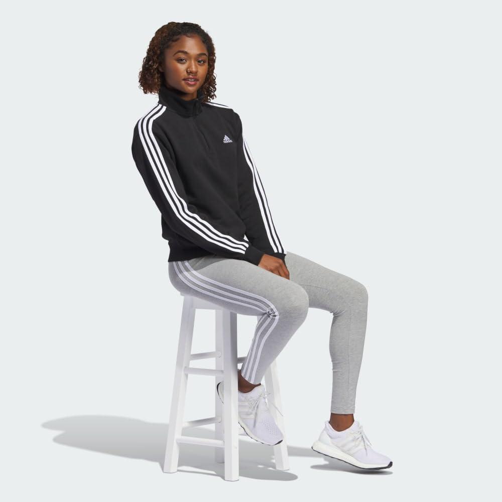imageadidas womens Quarterzip Fleece SweatshirtBlackWhite
