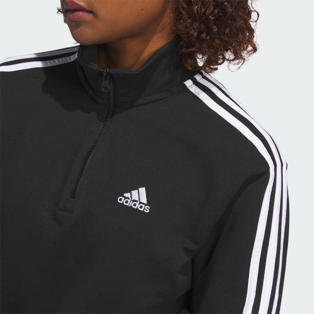 imageadidas womens Quarterzip Fleece SweatshirtBlackWhite