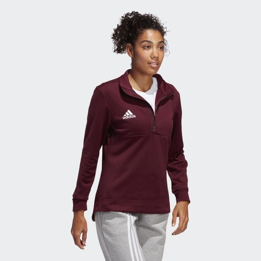 imageadidas womens Quarterzip Fleece SweatshirtTeam Maroon White