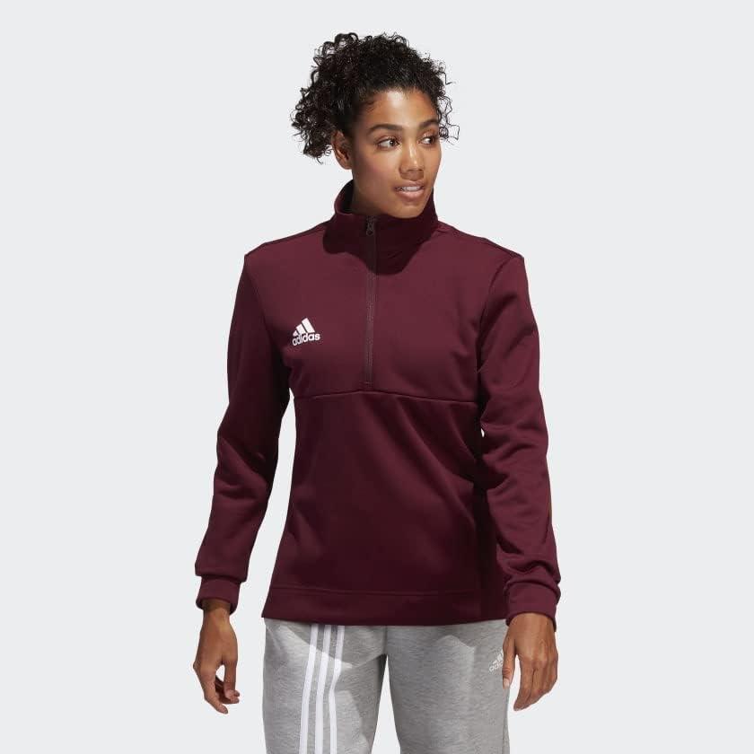 imageadidas womens Quarterzip Fleece SweatshirtTeam Maroon White