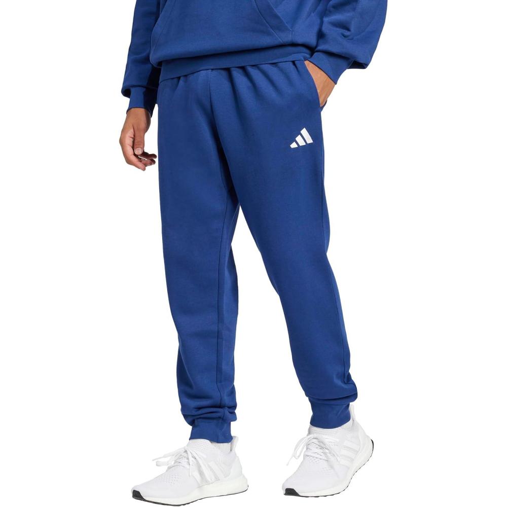 imageAdidas Mens Essentials Feel Cozy Fleece PantsDark BlueWhite