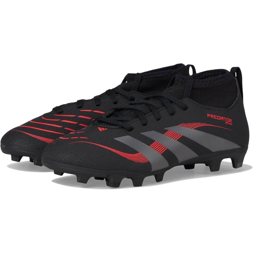 imageAdidas UnisexChild Club Predator Sock Firm Multi Ground SneakerBlackGreyLucid Red