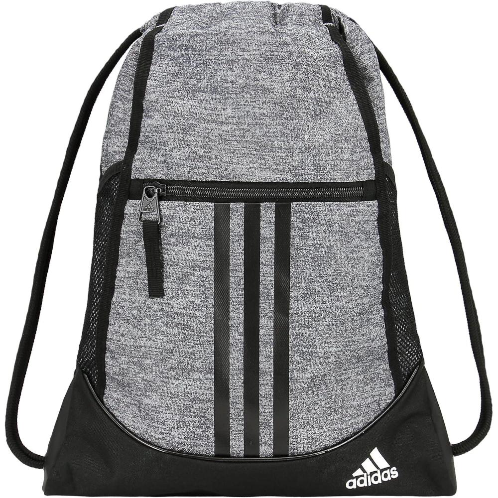 imageadidas Alliance Sackpack  Drawstring Backpack Small Bag for Men and Women2Jersey Onix GreyBlackWhite