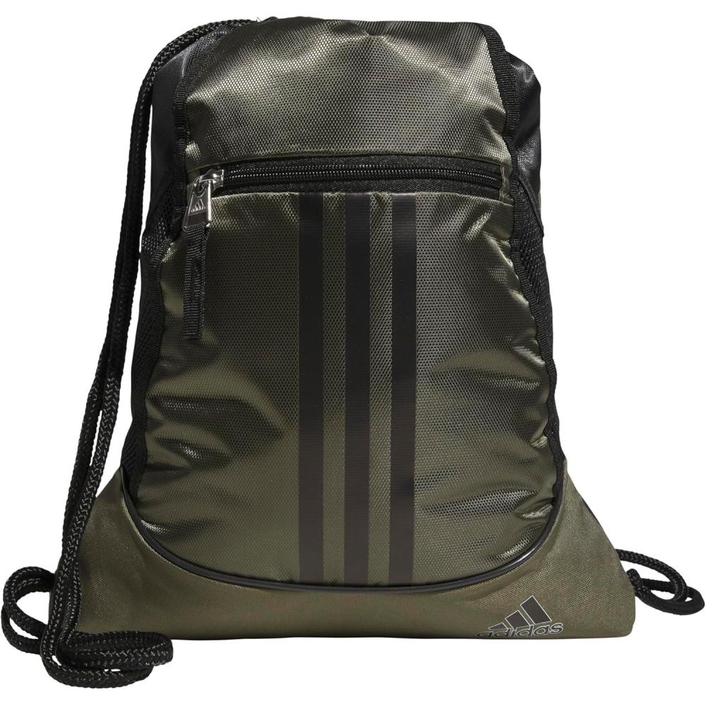 imageadidas Alliance Sackpack  Drawstring Backpack Small Bag for Men and Women2Olive Strata GreenBlackSilver Metallic