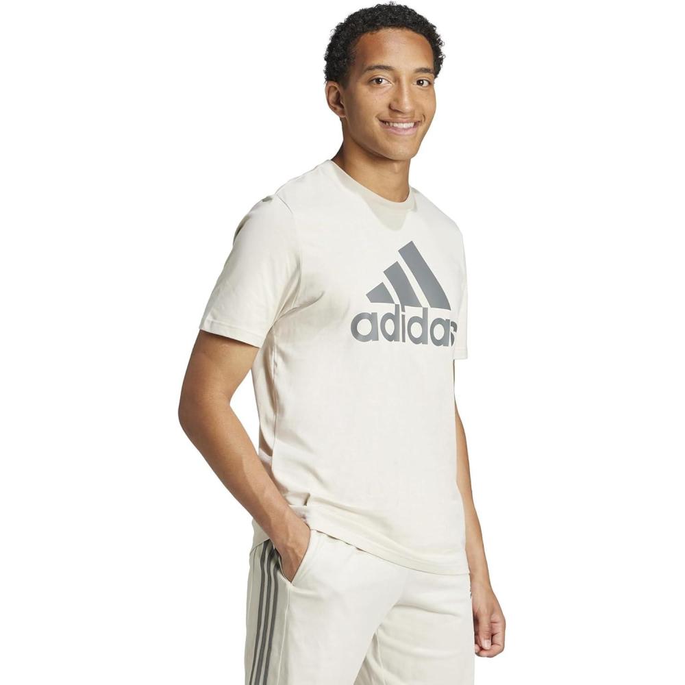 imageadidas Mens Essentials Single Jersey 3Stripes TShirtAluminaGrey