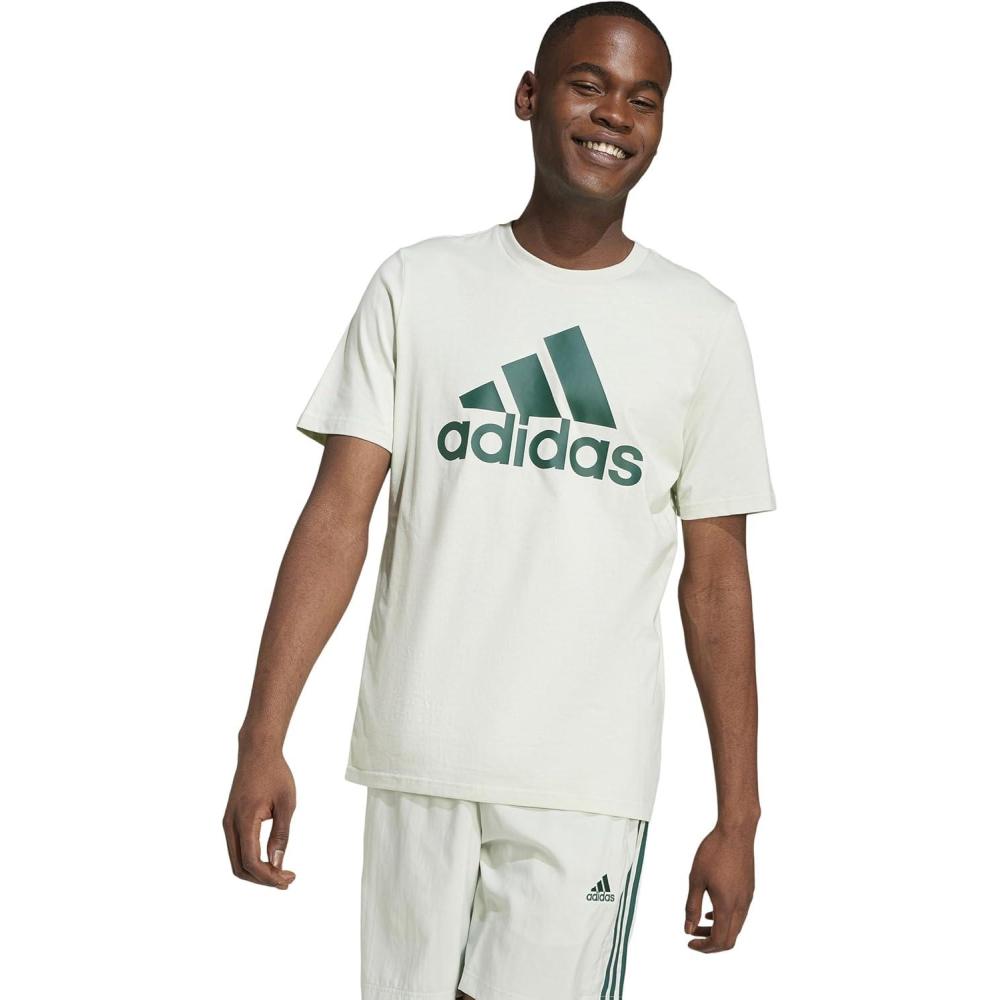 imageadidas Mens Essentials Single Jersey 3Stripes TShirtLinen GreenCollegiate Green