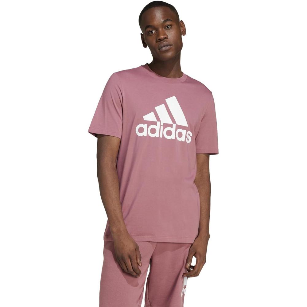 imageadidas Mens Essentials Single Jersey 3Stripes TShirtPreloved CrimsonWhite