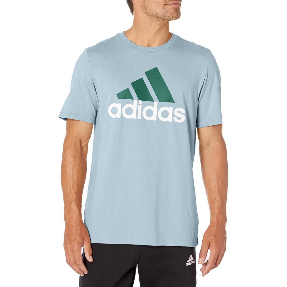 imageadidas Mens Essentials Single Jersey 3Stripes TShirtWonder Blue