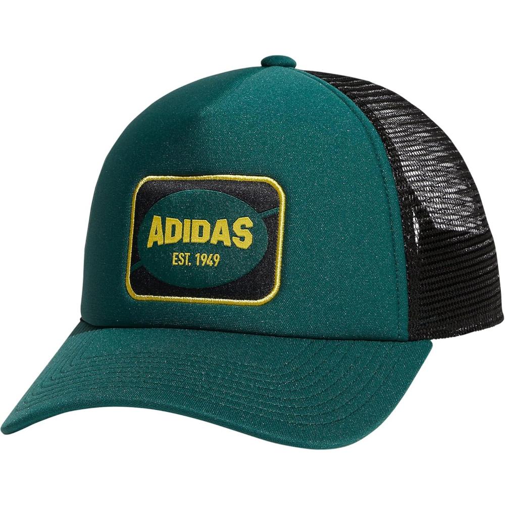 imageadidas Mens Foam Front Mesh Back Snapback Adjustable Fit Trucker HatCollegiate GreenBlackBold Gold