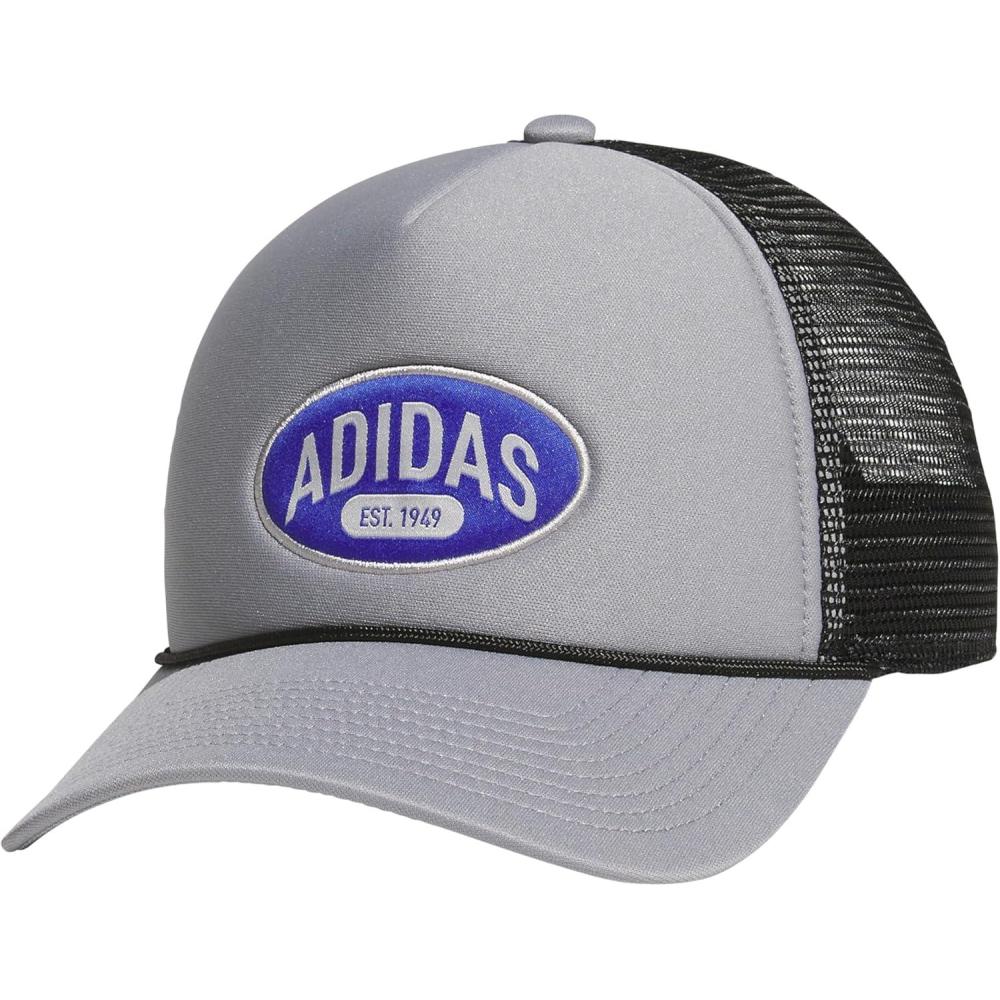 imageadidas Mens Foam Front Mesh Back Snapback Adjustable Fit Trucker HatGreyBlackSemi Lucid Blue