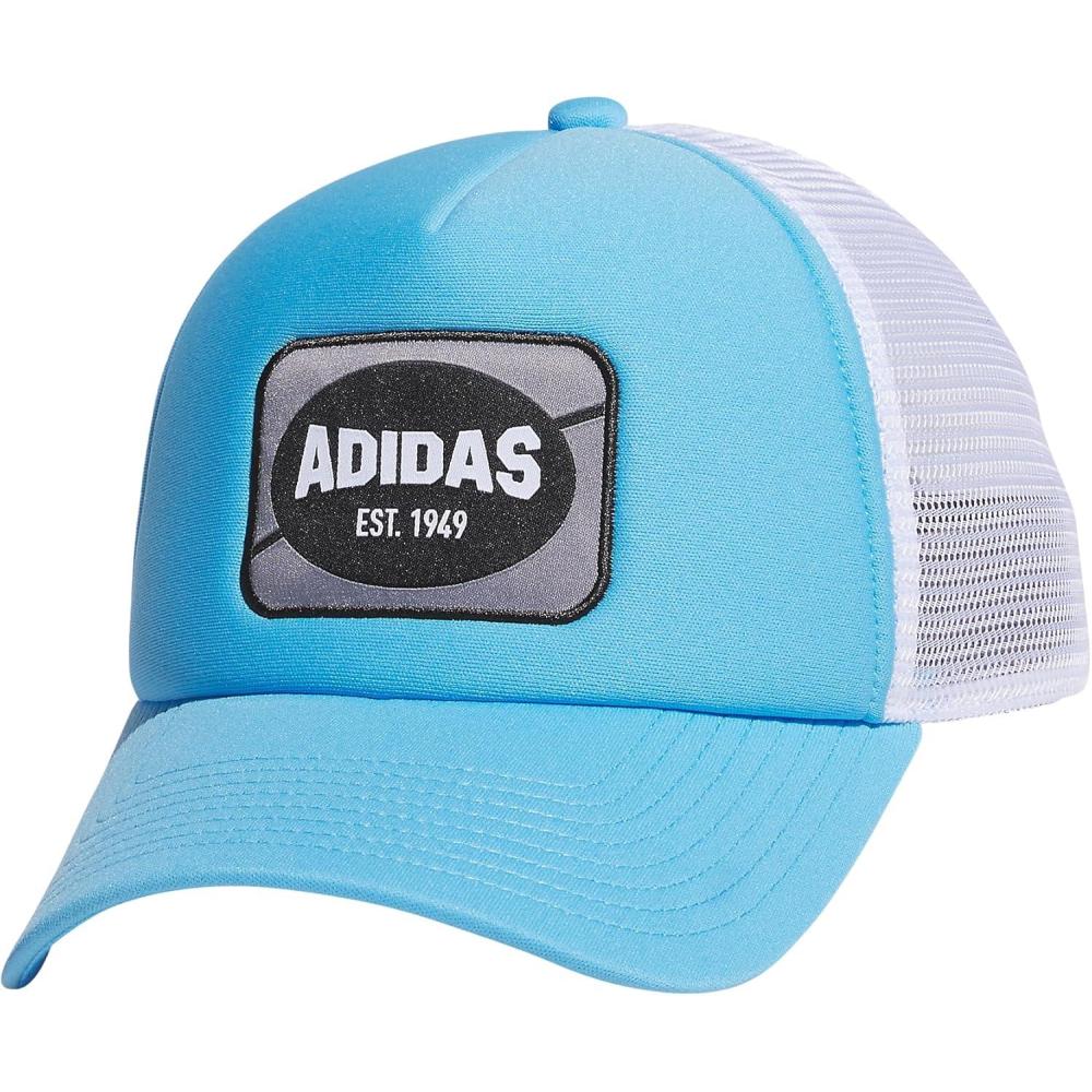 imageadidas Mens Foam Front Mesh Back Snapback Adjustable Fit Trucker HatSemi Blue BurstWhiteBlack