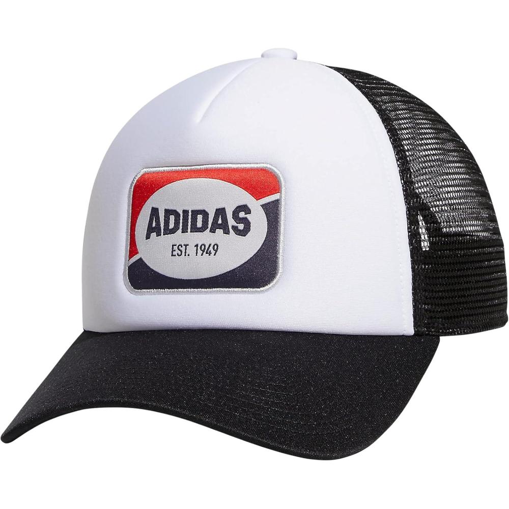 imageadidas Mens Foam Front Mesh Back Snapback Adjustable Fit Trucker HatWhiteBlackClear Grey