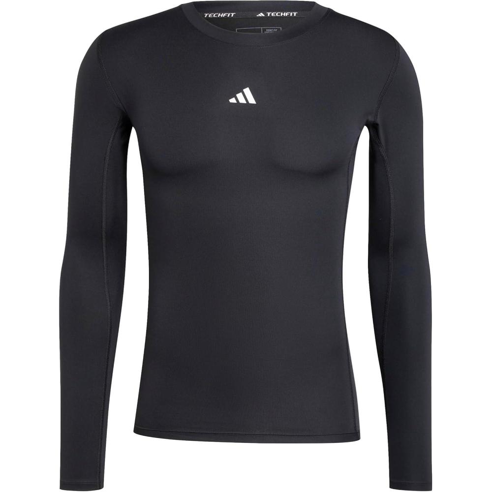imageadidas Mens Techfit Compression Long Sleeve Training TShirt Black