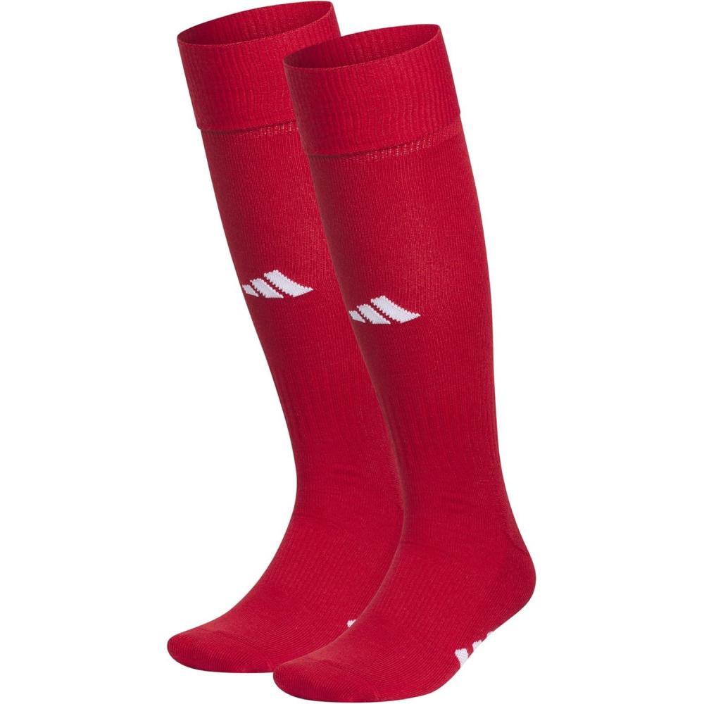 imageadidas Unisex Rivalry Field Compression Sport Socks for Men Women Athletic Socks MoistureWicking NCAA Compliant 2PackPower RedWhite20