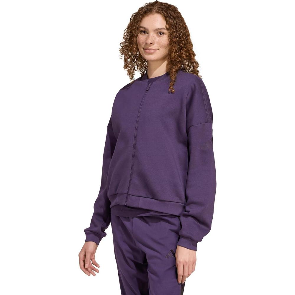 imageadidas Womens Essentials Contemporary Logo Bomber JacketAurora Plum