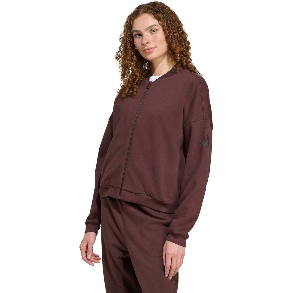imageadidas Womens Essentials Contemporary Logo Bomber JacketShadow Brown