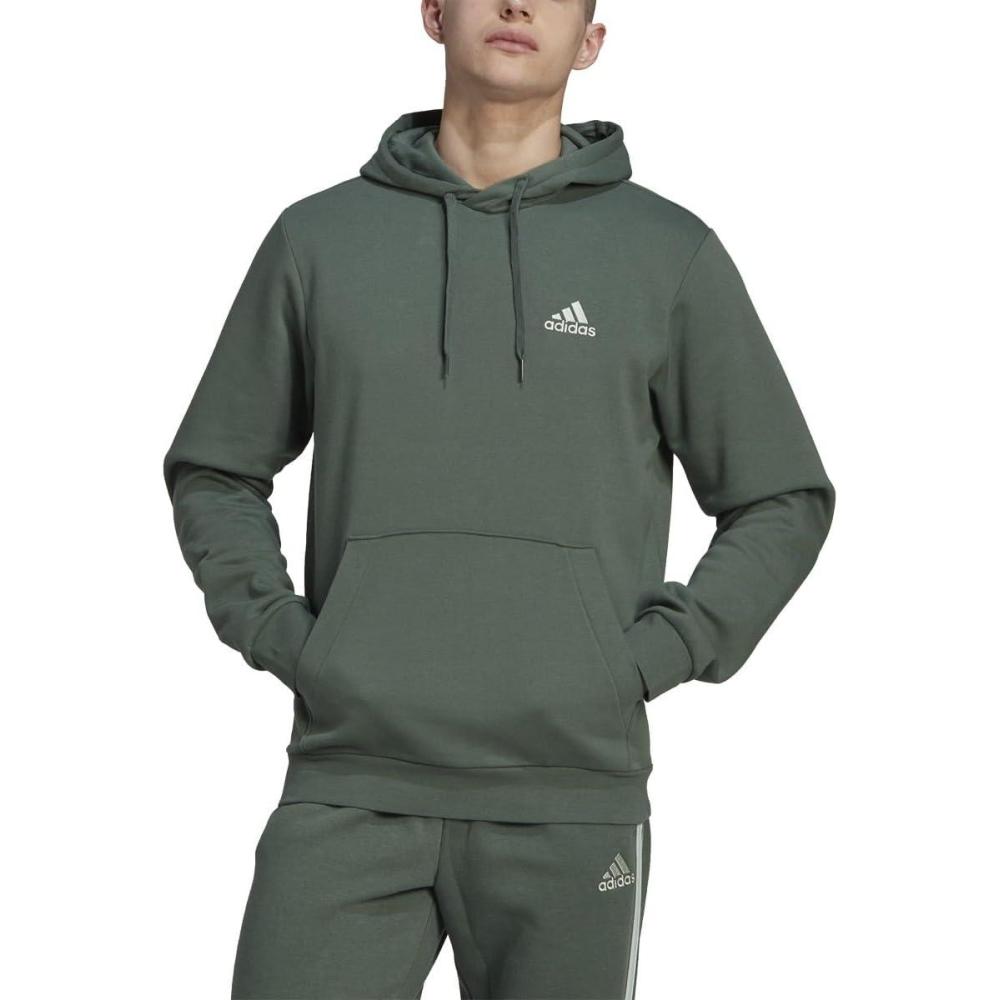 imageadidas mens Essentials Fleece HoodieGreen Oxidelinen Green