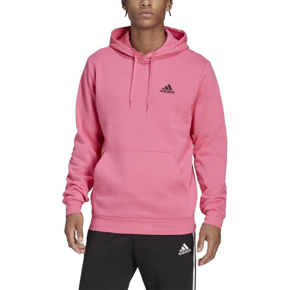 imageadidas mens Essentials Fleece HoodiePulse Magentablack