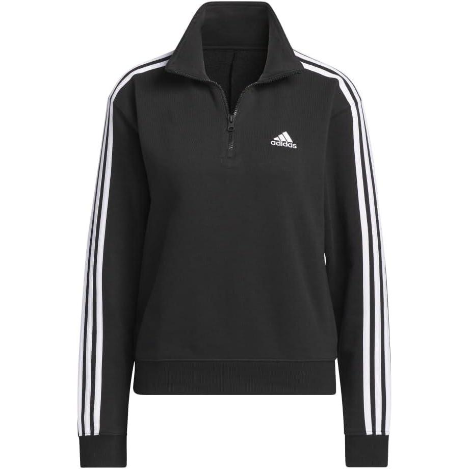 imageadidas womens Quarterzip Fleece SweatshirtBlackWhite