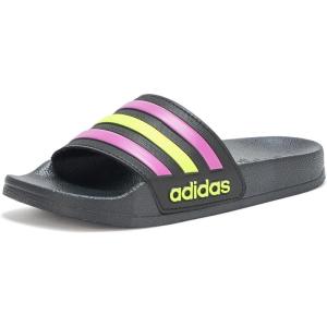 adidas Kids’ Adilette Shower Slide(Black/Flash Pink/Solar Yellow)