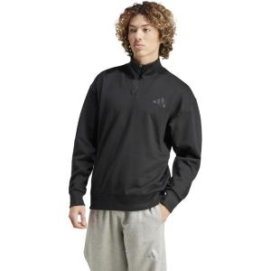 adidas Men’s All Szn Fleece Quarter-Zip Crewneck Swearshirt(Black)