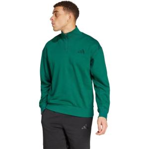 adidas Men’s All Szn Fleece Quarter-Zip Crewneck Swearshirt(Collegiate Green)