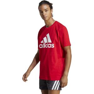 adidas Men’s Essentials Single Jersey 3-Stripes T-Shirt(Better Scarlet)