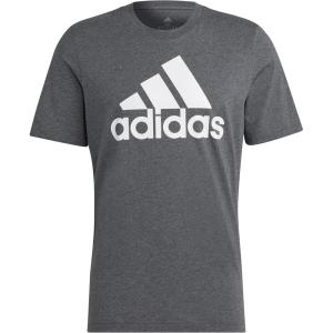 adidas Men’s Essentials Single Jersey 3-Stripes T-Shirt(Dark Grey Heather/White)