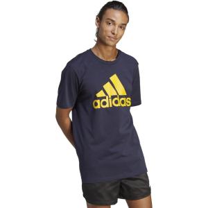 adidas Men’s Essentials Single Jersey 3-Stripes T-Shirt(Ink/Bold Gold)