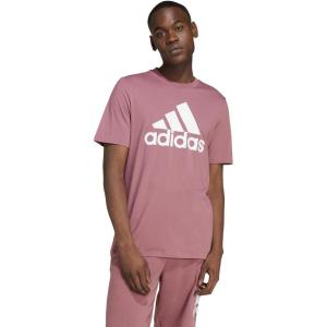 adidas Men’s Essentials Single Jersey 3-Stripes T-Shirt(Preloved Crimson/White)