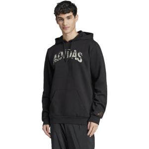 adidas Men’s Size Codes Camouflage Linear Graphic Hoodie(Black)