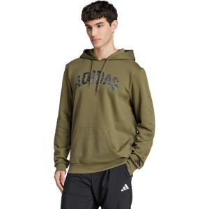 adidas Men’s Size Codes Camouflage Linear Graphic Hoodie(Olive Strata)