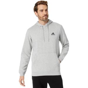 adidas mens Essentials Fleece Hoodie(Medium Grey Heather/Black)