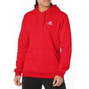 adidas mens Essentials Fleece Hoodie(Scarlet)