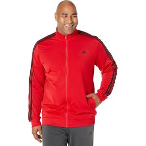 adidas mens Essentials Warm-up 3-stripes Track Top(Scarlet/Black)