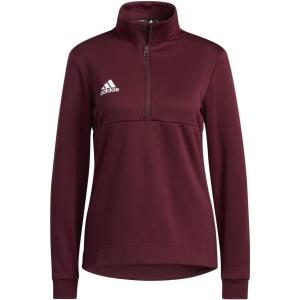 adidas womens Quarter-zip Fleece Sweatshirt(Team Maroon / White)