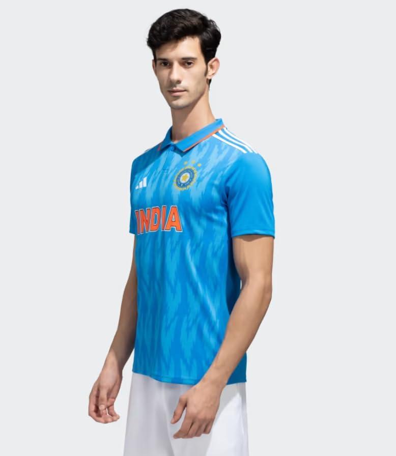 imageadidas Mens Official India Cricket ODI Fan CoatBrblue
