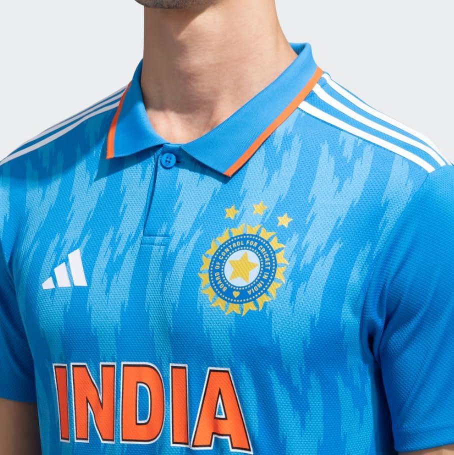 imageadidas Mens Official India Cricket ODI Fan CoatBrblue