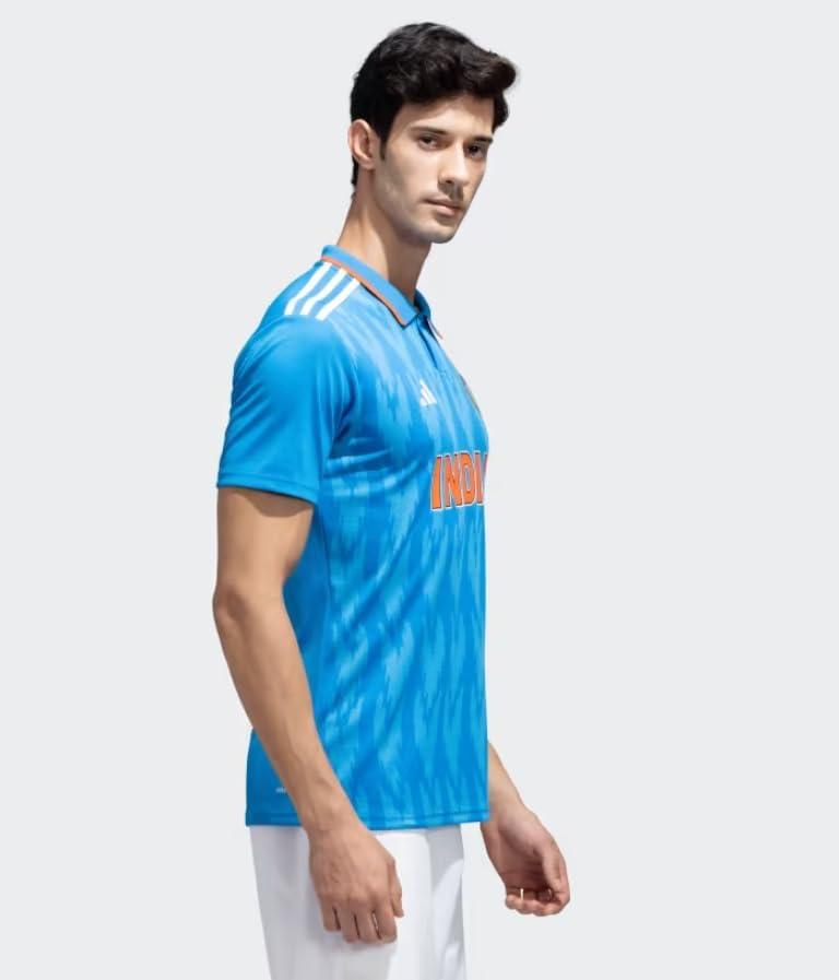 imageadidas Mens Official India Cricket ODI Fan CoatBrblue