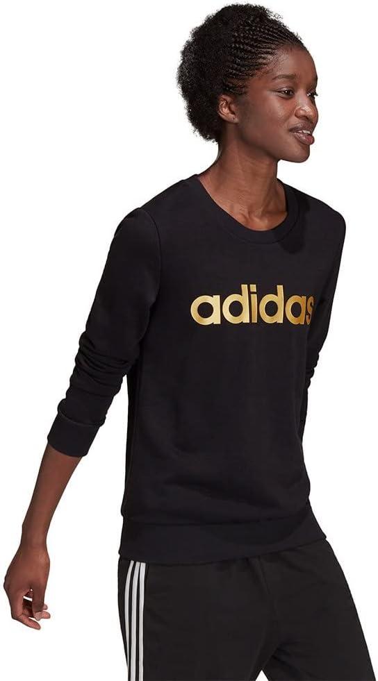 imageadidas Womens Essentials Linear SweatshirtBlackGold Met