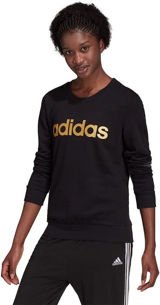 imageadidas Womens Essentials Linear SweatshirtBlackGold Met